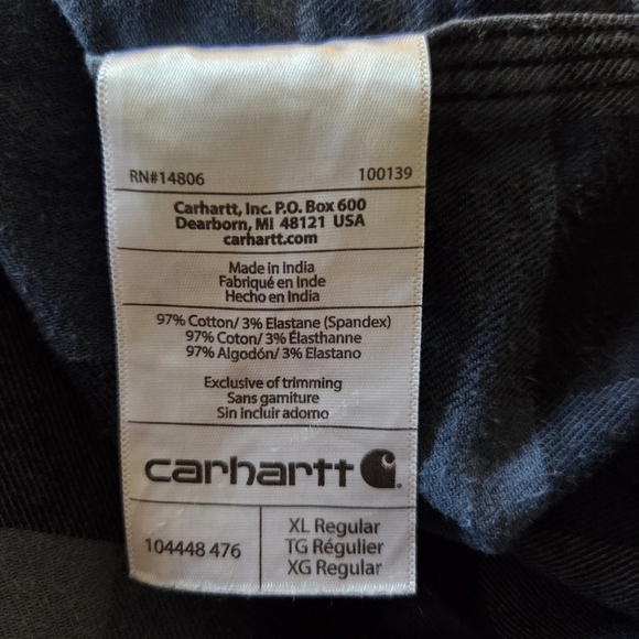 Carhartt Navy and Light Blue Plaid Men's Flannel Shirt Size XL - Picture 6 of 7